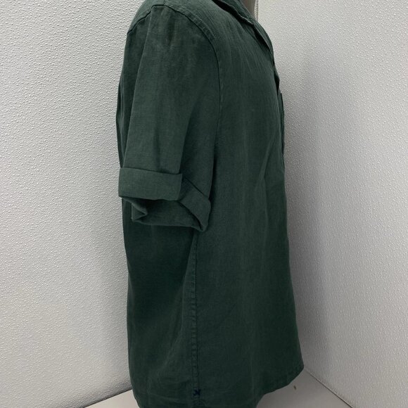 Alex Mill Men's Camp Short Sleeve Linen Shirt Pine Grove Green Size L - Picture 7 of 11